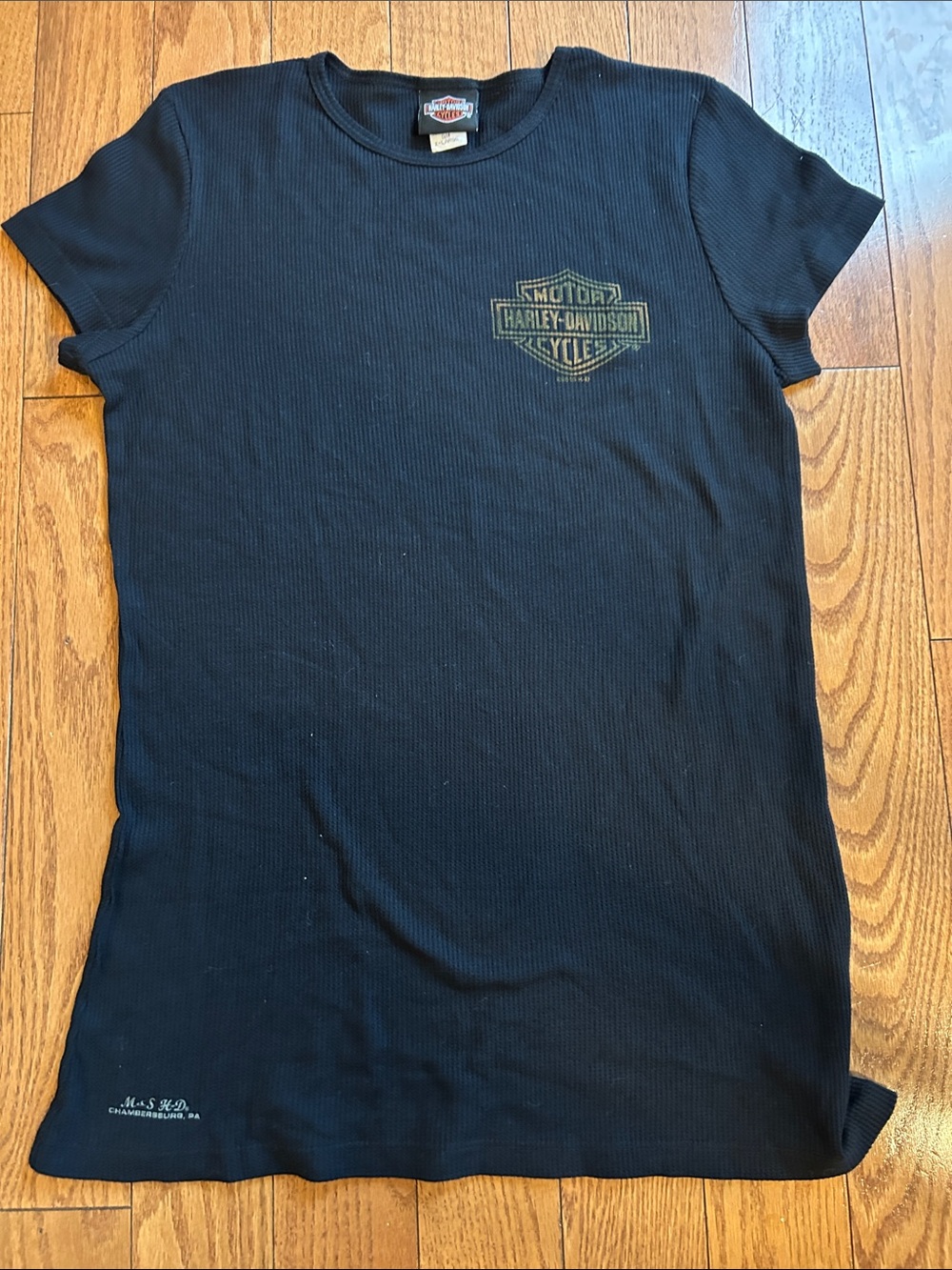 Harley-Davidson Black Short Sleeve Ribbed Tee with Small Logo